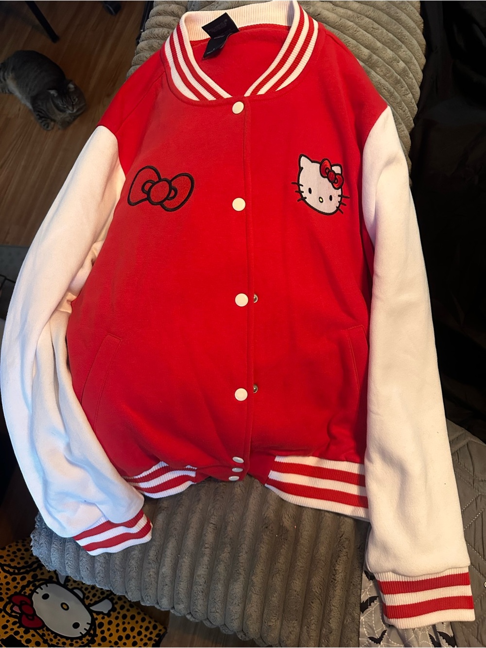 Hello Kitty Red & White Snap-Front Torrid Jacket size 1